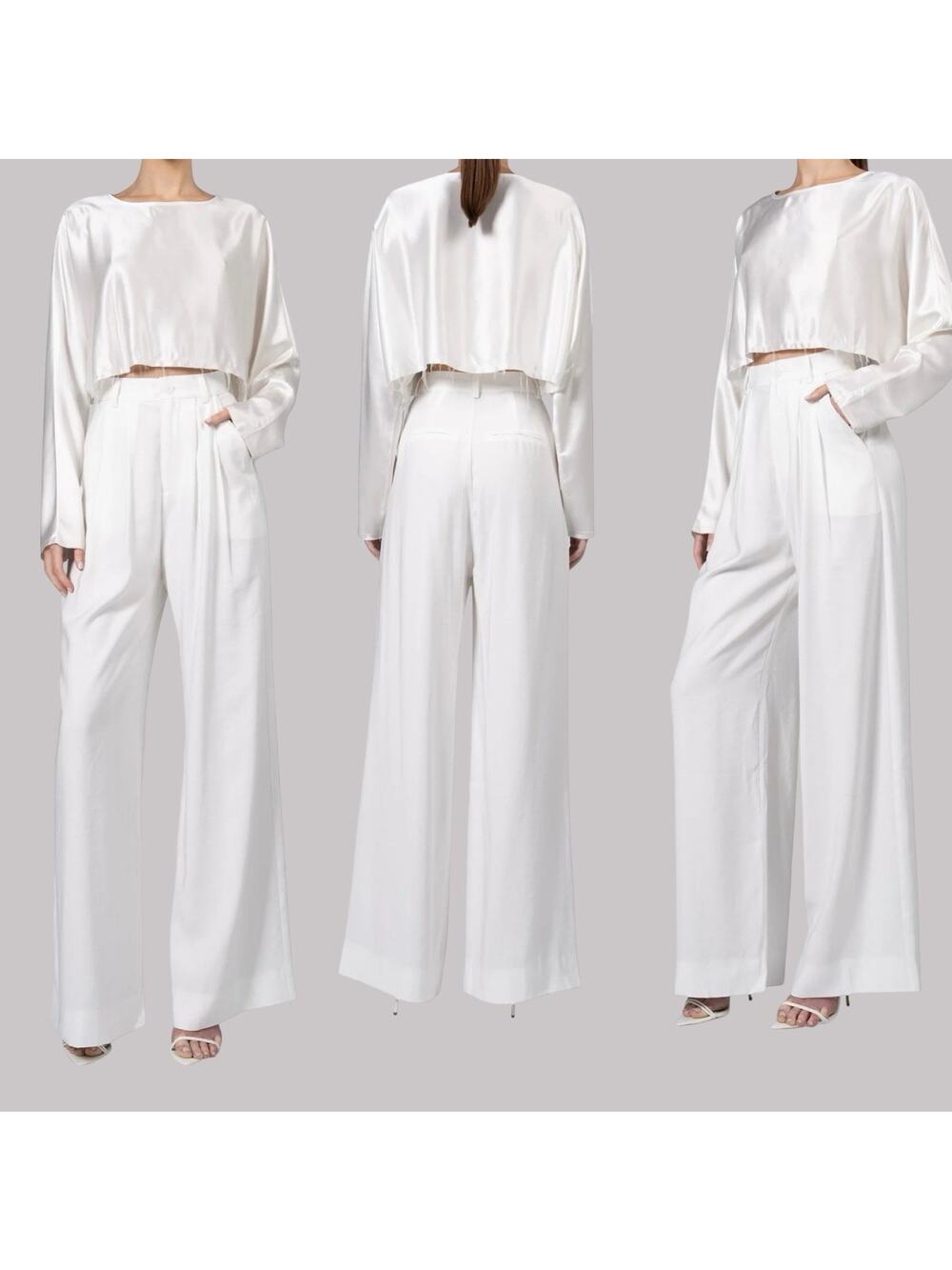 Nonchalant Label Fabi Pleated Front High Rise Wide Leg Pants White Size XL NEW